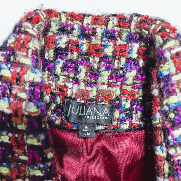Juliana Collezione Women's Confetti Burgundy Blazer - Size 8 - Picture 3 of 7
